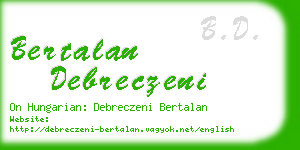 bertalan debreczeni business card